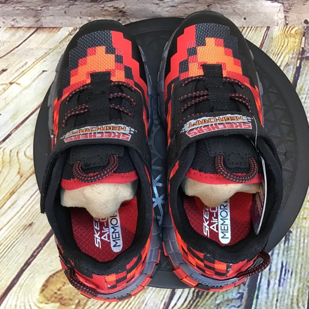 Skechers Minecraft Kids Orange Red Slip On Adjustable Strap Sneakers Size 1 Y - Picture 4 of 8